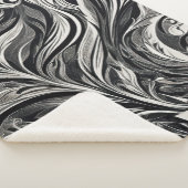 Elegant - Zwart en Wit Abstracte Stroom Sherpa Deken (3/4)