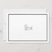 Elegant zwart en wit bloemenkant Dank U Kaart (Achterkant)