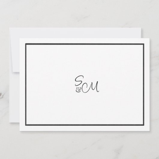 Elegant zwart en wit bloemenkant Dank U Kaart (Achterkant)