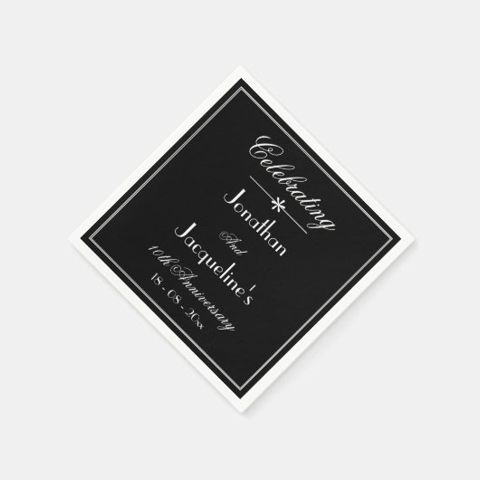 Elegant zwart en wit bruiloft Jubileum papier Servet (Hoek)