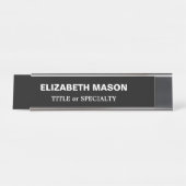 Elegant zwart en wit bureau naambordje (Voorkant)