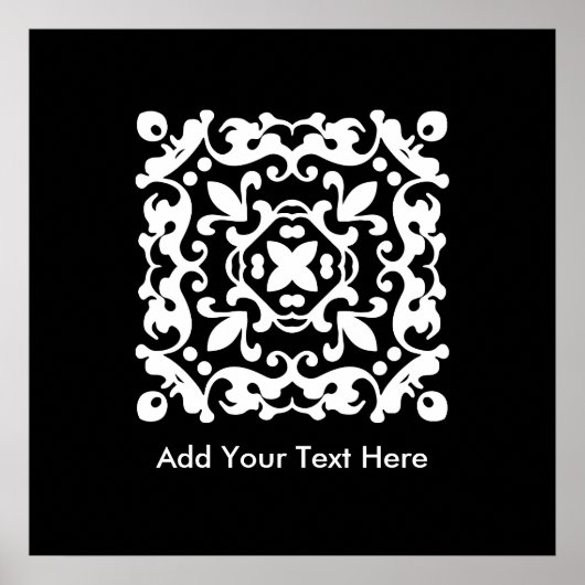 Elegant zwart en wit decoratief poster (Voorkant)