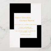Elegant zwart en wit, eenvoudig en modern huwelijk folie uitnodiging (Voorkant)