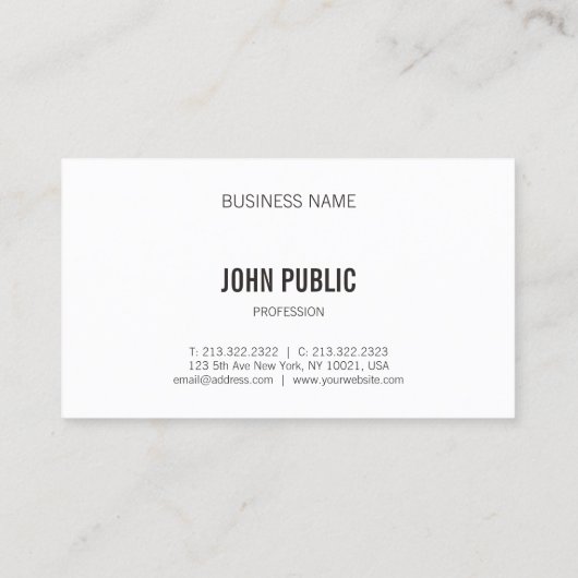 Elegant zwart en wit eenvoudige moderne Sjabloon Visitekaartje (Achterkant)