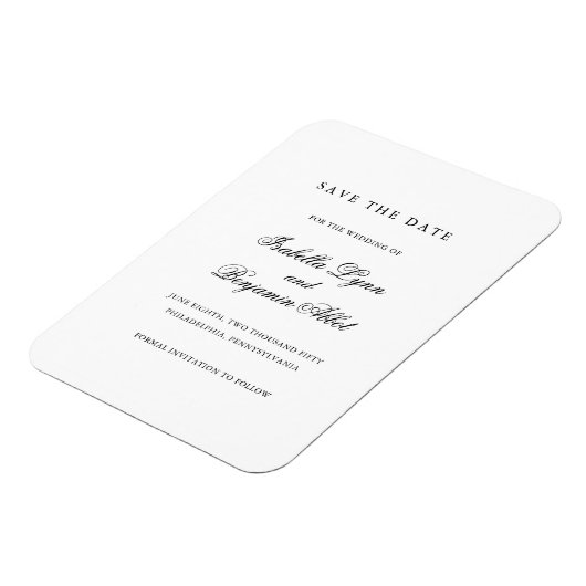 Elegant zwart en wit Formulier sparen de Datum Magneet (Linkerzijde)