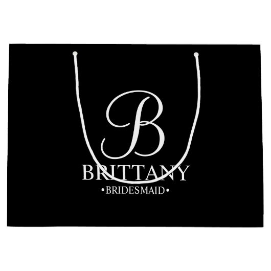 Elegant zwart en wit gepersonaliseerd Bridesmaid Groot Cadeauzakje (Voorkant)