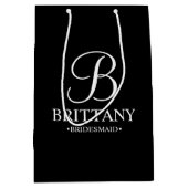 Elegant zwart en wit gepersonaliseerd Bridesmaid Medium Cadeauzakje (Voorkant)