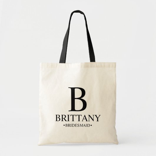 Elegant zwart en wit gepersonaliseerd Bridesmaid n Tote Bag (Voorkant)