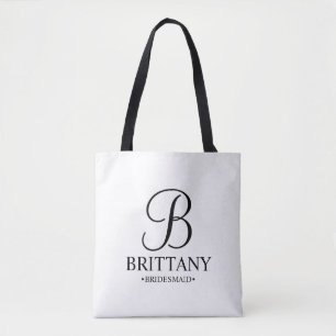 Elegant zwart en wit gepersonaliseerd Bridesmaid Tote Bag