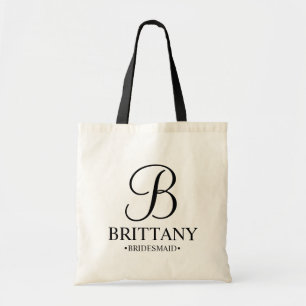 Elegant zwart en wit gepersonaliseerd Bridesmaid Tote Bag