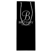 Elegant zwart en wit gepersonaliseerd Bridesmaid Wijn Cadeautas (Voorkant)