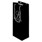 Elegant zwart en wit gepersonaliseerd Bridesmaid Wijn Cadeautas (Voorkant Gekanteld)