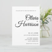 Elegant zwart en wit in één bruiloft kaart (Staand voorkant)