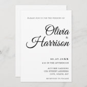 Elegant zwart en wit in één bruiloft kaart (Voorkant / Achterkant)