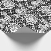 Elegant zwart en wit kant inpakpapier (Hoek)