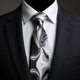 Elegant zwart en wit marmer stropdas