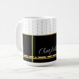 Elegant Zwart en Wit Met Goud Koffiemok