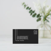 Elegant zwart en wit met Monogram Professional Visitekaartje (Staand voorkant)