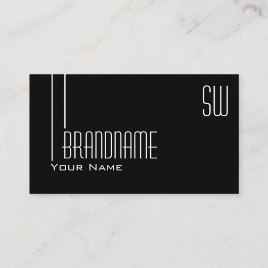 Elegant zwart en wit met Monogram Professional Visitekaartje (Voorkant)