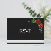 Elegant zwart en wit met Red Rose RSVP (Staand voorkant)