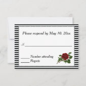 Elegant zwart en wit met Red Rose RSVP (Achterkant)