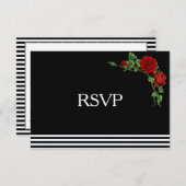 Elegant zwart en wit met Red Rose RSVP (Voorkant / Achterkant)