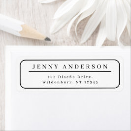 Elegant zwart en wit minimalistisch retouradres etiket