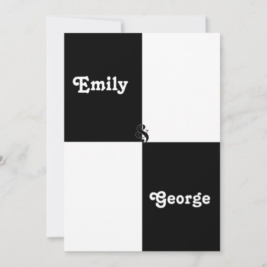 Elegant zwart en wit, modern, eenvoudig huwelijk kaart (Achterkant)