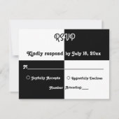 Elegant zwart en wit, modern, eenvoudig huwelijk RSVP kaartje (Voorkant)