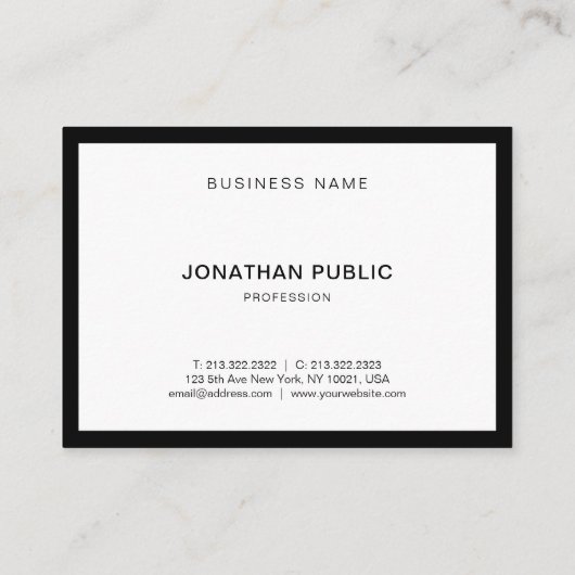 Elegant zwart en wit, modern, eenvoudig profession visitekaartje (Achterkant)