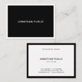 Elegant zwart en wit, modern, eenvoudig profession visitekaartje (Voorkant / Achterkant)