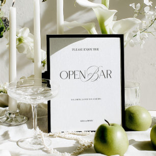Elegant zwart- en wit modern huwelijksbord voor op