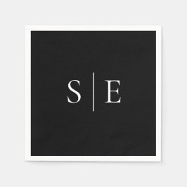 Elegant zwart en wit monogram minimalistisch servet