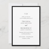 Elegant zwart en wit monogram moderne trouwdag save the date (Voorkant)