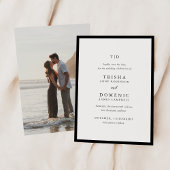 Elegant zwart en wit monogram moderne trouwdag save the date