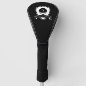 Elegant zwart en wit naam initiaal monogram golfheadcover (Voorkant)