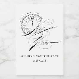 Elegant zwart en wit Nieuwjaar mini-wijnlabel Wijn Etiket