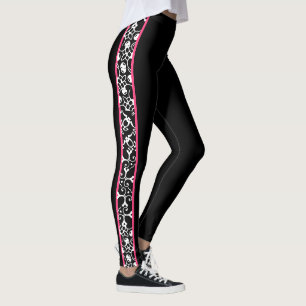Elegant zwart en wit roze, stijlvolle moderne zwem leggings