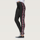 Elegant zwart en wit roze, stijlvolle moderne zwem leggings (Links)