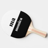 Elegant zwart en wit script monogram initiaal tafeltennisbatje (Zijkant)