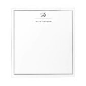 Elegant zwart en wit script monogram notitieblok (Voorkant)