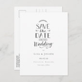 Elegant zwart en wit sparen de Datum Aankondigingskaart (Voorkant / Achterkant)