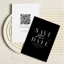 Elegant zwart en wit sparen de Datum Geen Foto QR Save The Date