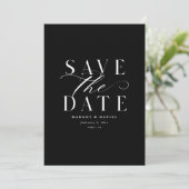 Elegant zwart en wit sparen de Datum Geen Foto QR Save The Date (Staand voorkant)