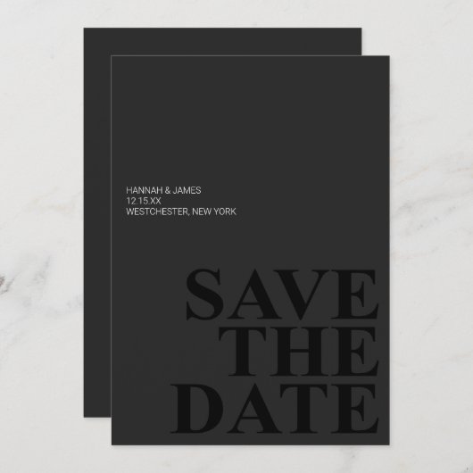 Elegant zwart en wit sparen de Datum Kaart (Voorkant / Achterkant)