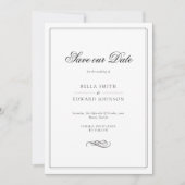 Elegant zwart en wit sparen de Datum Kaart (Voorkant)