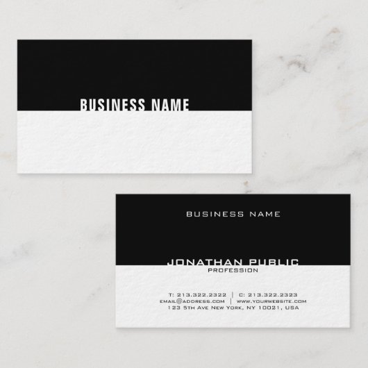 Elegant zwart en wit, stijlvol, modern, luxe papie visitekaartje (Voorkant / Achterkant)