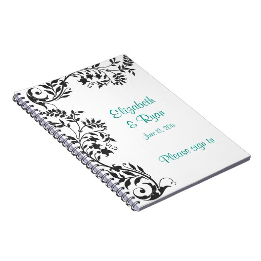 Elegant zwart en wit trouwgastenboek notitieboek (Rechterzijde)