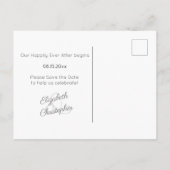 Elegant zwart en wit Uw foto bewaart de datum Aankondigingskaart (Achterkant)