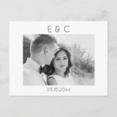 Elegant zwart en wit Uw foto bewaart de datum Aankondigingskaart (Voorkant)